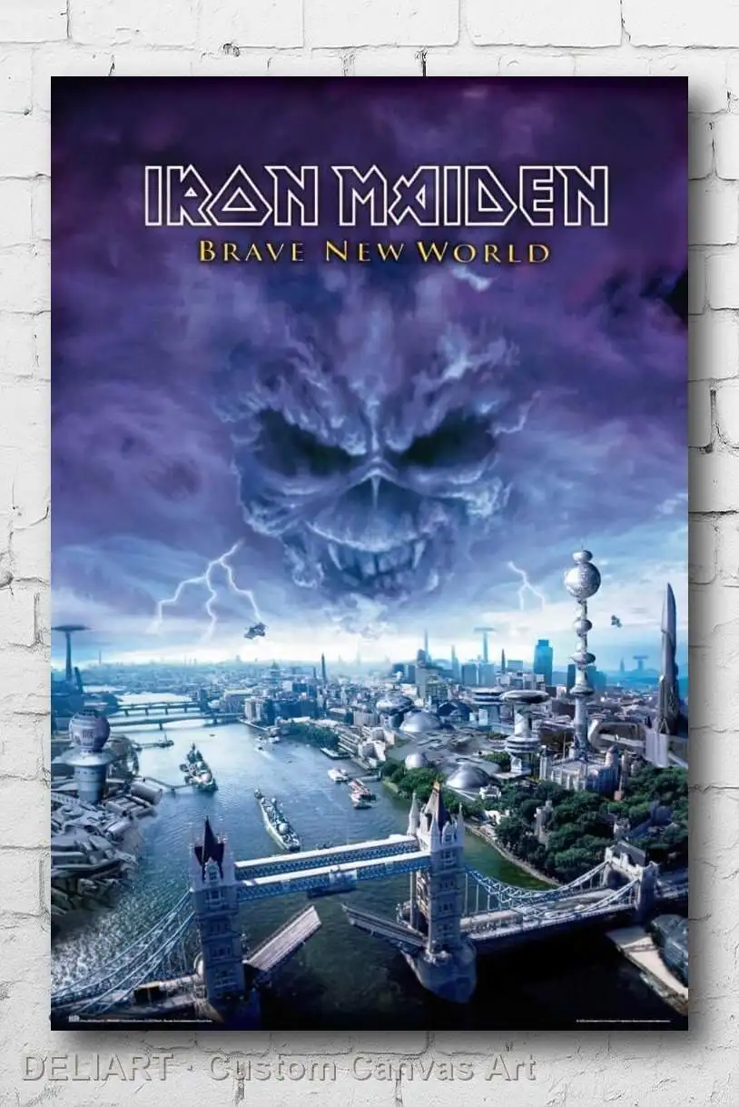 

IRON MAIDEN - BRAVE NEW WORLD MUSIC Canvas Poster Custom Size Available Room Decoration Home Decor Wall Art