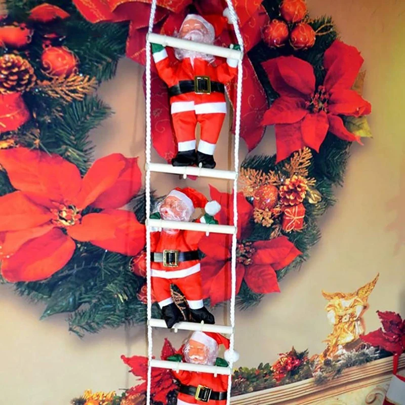 Santa Claus Climbing Ladder Ornaments Xmas Tree Santa Claus Climbing Ladder Rope Hanging Pendant 2024 Merry Christmas Decoration