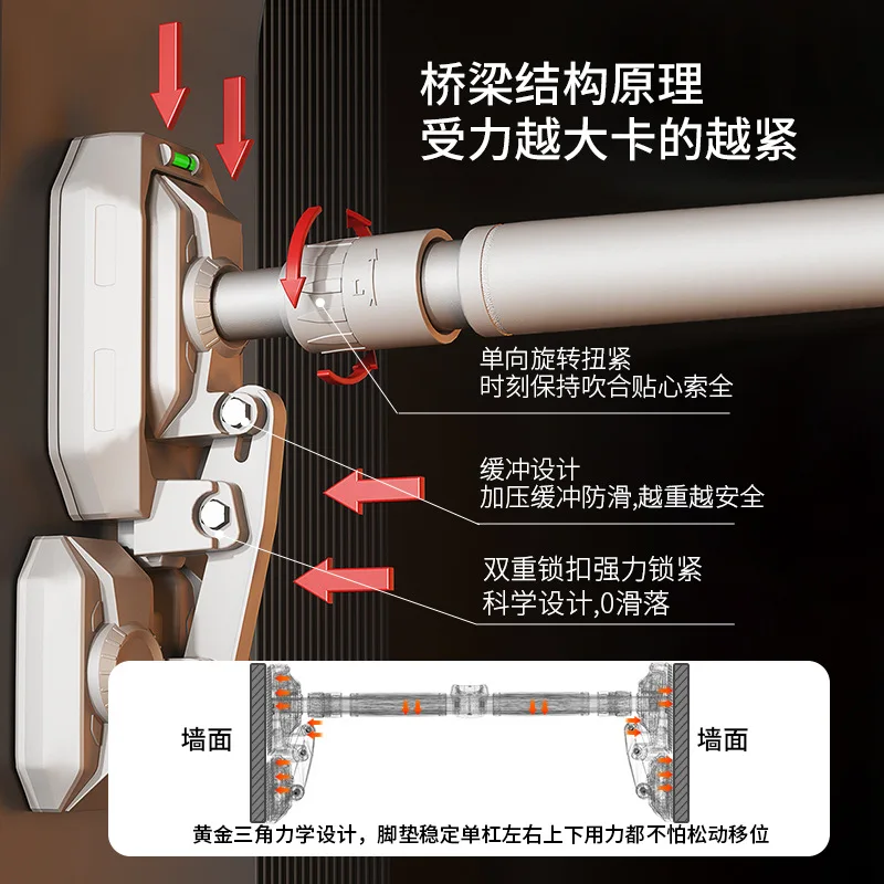 บาร์โหนติดประตูสำหรับเด็ก, บาร์โหนแบบไม่ต้องใช้สกรูสำหรับออกกำลังกายกล้ามเนื้อส่วนบนของร่างกายที่บ้าน