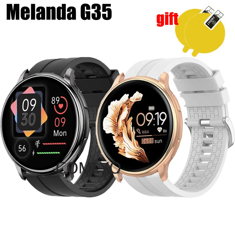 For Melanda G35 Strap Band Belt Smart watch Silicone Women men Bracelet Screen protector film