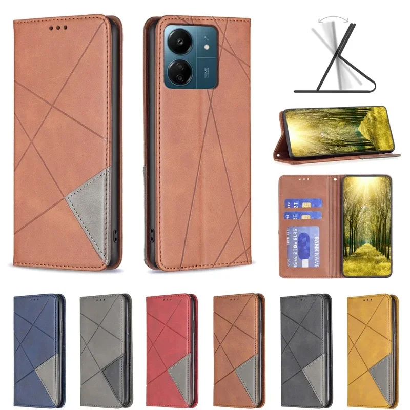 Casing penutup Dompet Kulit Flip on, sarung pelindung ponsel untuk Xiaomi Redmi 13C 12C Note 13 12S Note12 Turbo Note13 Pro Plus 5G