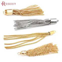 Full Length 45MM 58MM 63MM 24K Gold Color Brass Tassel Charms Pendants Jewelry Earrings Making Supplies Diy Findings Accessories
