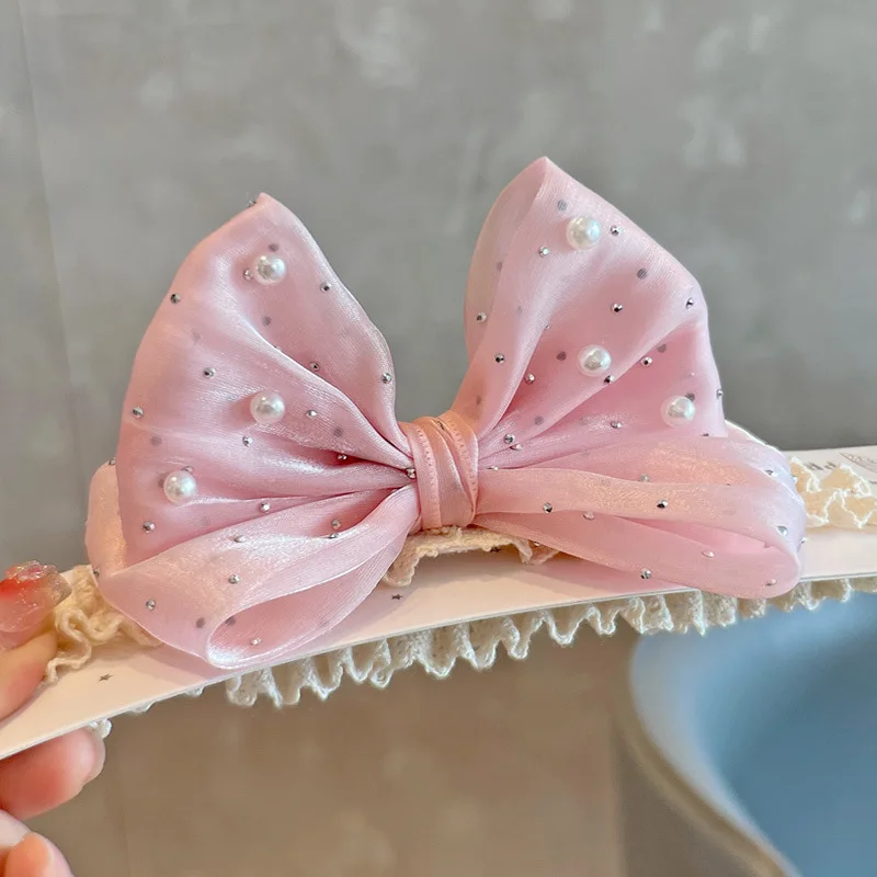 

Baby Hairband Pearl Bow Newborn Toddler Infant Girl Headband Breathable Soft Elastic Skin Friendly Cute Daily Hair Accessories