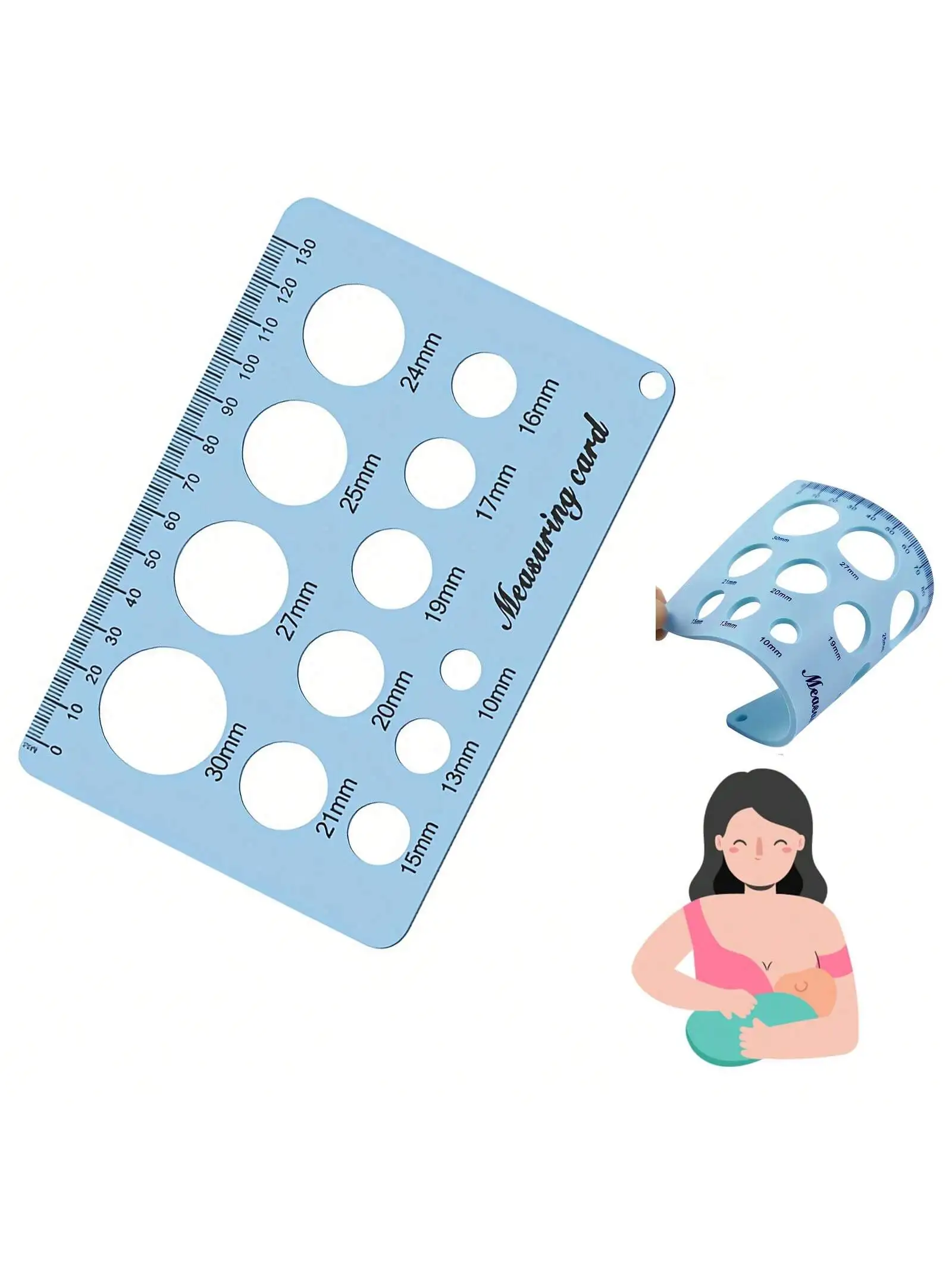 Nipple Ruler for Flange Sizing, Nipple Measurement Tool for Flanges, Silicone and Soft Nipple Flange Measure Tool, Size Ruler