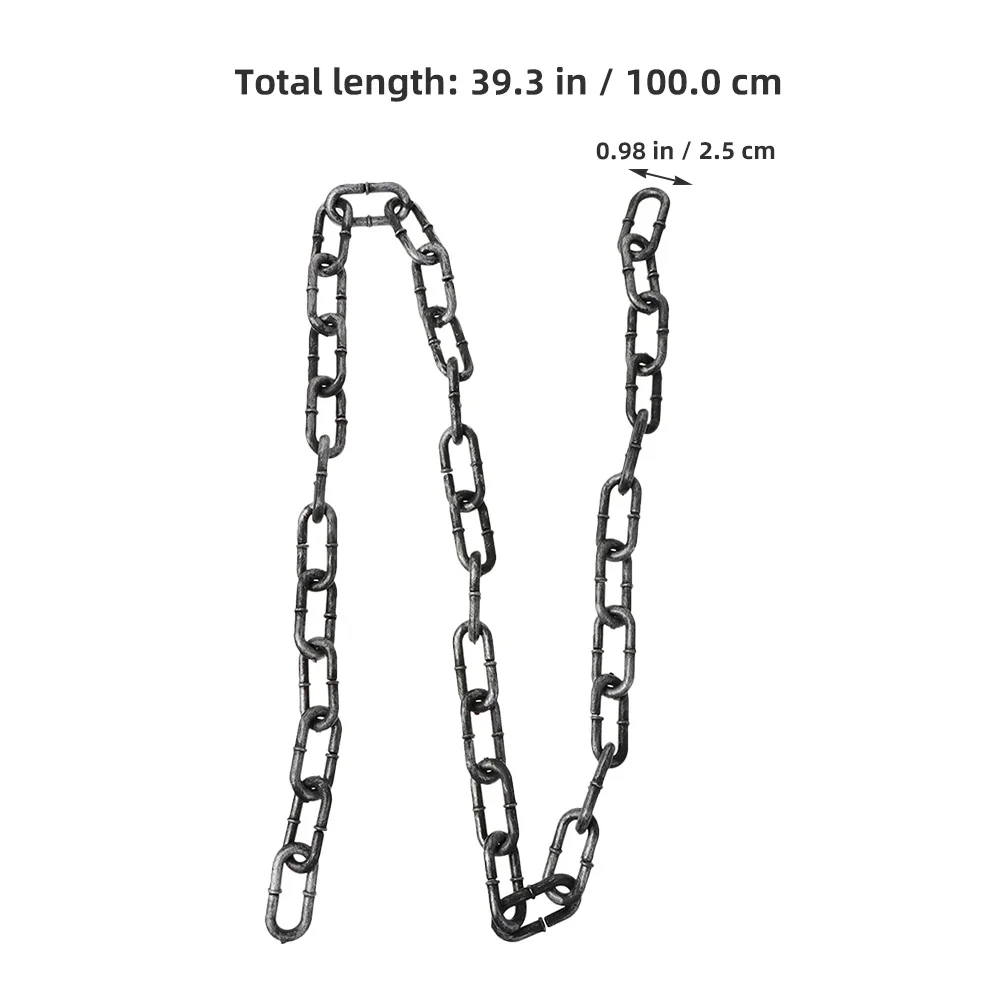 2 قطعة سلاسل الهالوين المزيفة سلاسل بلاستيكية للسجن قابلة للتعديل طول زي مخيف تأثيري الدعائم الطرف الديكور #3