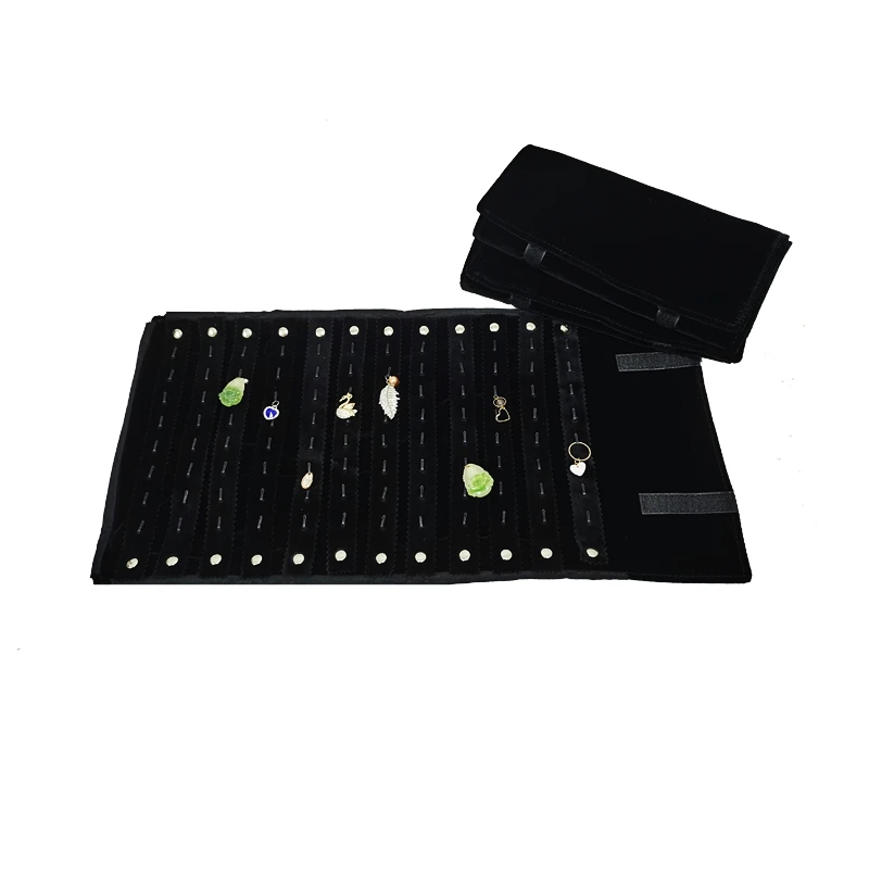 All Black Velvet Series Jewelry Roll Bag Ring Earring Stud Holder Necklace Bracelet Watch Organizer Portable Jewelry Roll Bag