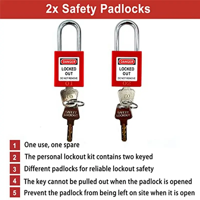 A02M-1 Set Electrical Lockout Tagout Kit Plastic For Great Addition To Machinery, Electrical Equipment, Industrial Work, And Mor