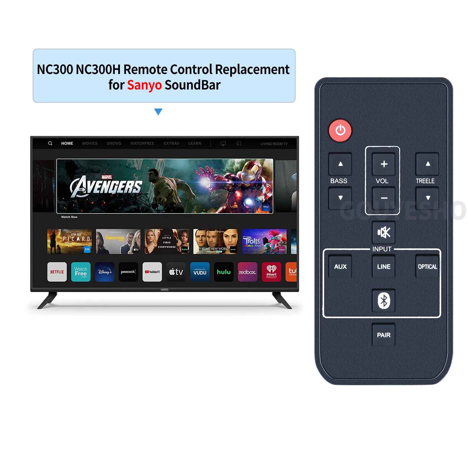 New NC300 NC300UH Replace Remote Control For Sanyo Soundbar FWSB405FP FWSB405FA