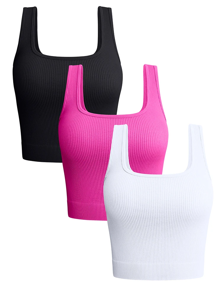 Women Solid Square Neck Ribbed Tank Top Camisole Women Summer Basic Elastic Sleeveless Crop Tops