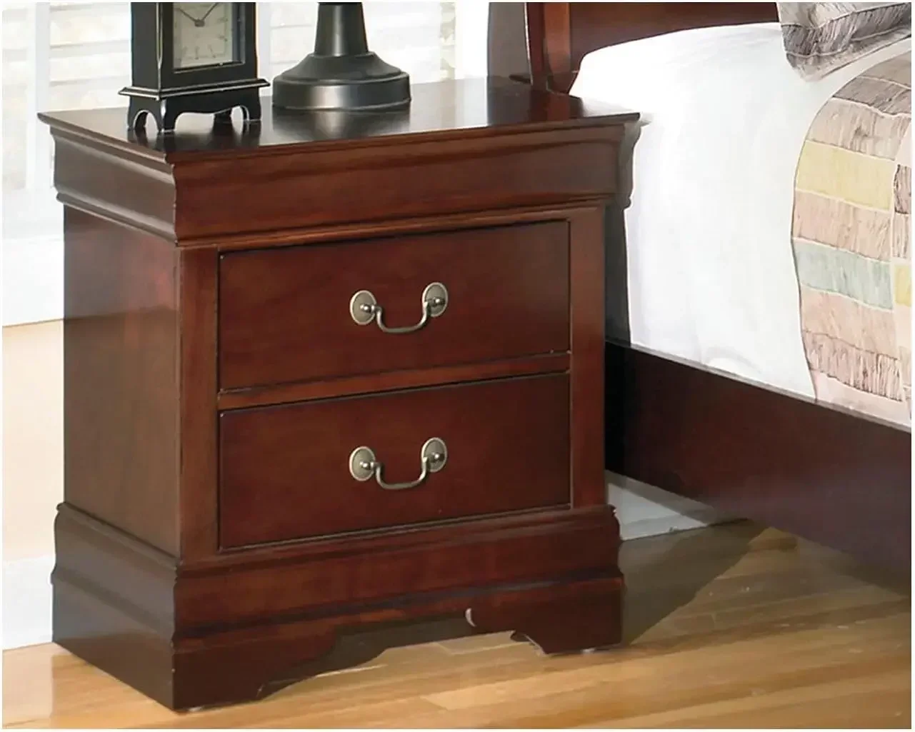 Design by Ashley Alisdair Traditional 2 Drawer Nightstand, Dark Brown