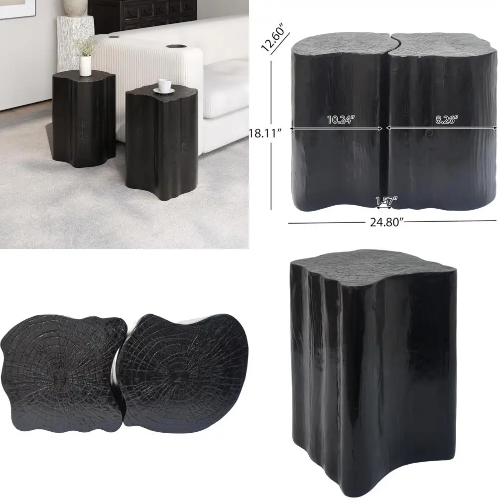 

KevinPlus 2-in-1 Irregular Nesting Side Tables Set for Living Room, Suitable for Indoor and Outdoor Use, Made of MGO Material, N