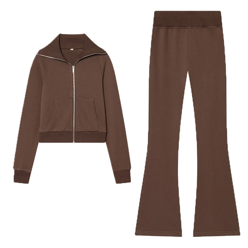 Damenhosen, braune Damen-Hosen mit hoher Taille, schmale Hosen, lässige Schlaghose, weiblich, 2026, Frühjahr, neue Streetwear-Damenhosen-Sets