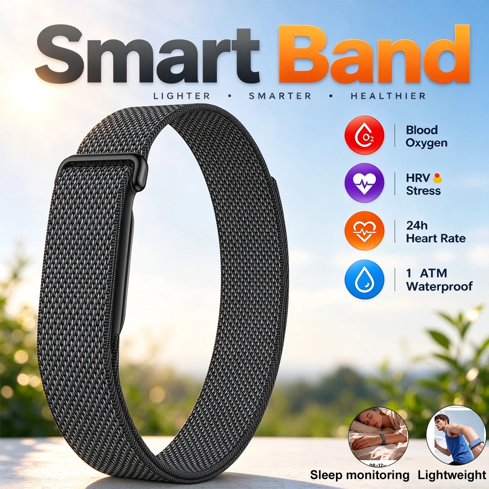 Screenless Smart Band SMS Call Reminder Heart Rate SpO2 HRV Sleep Monitor Sports Modes Fitness Tracker Smart Watch Men Women