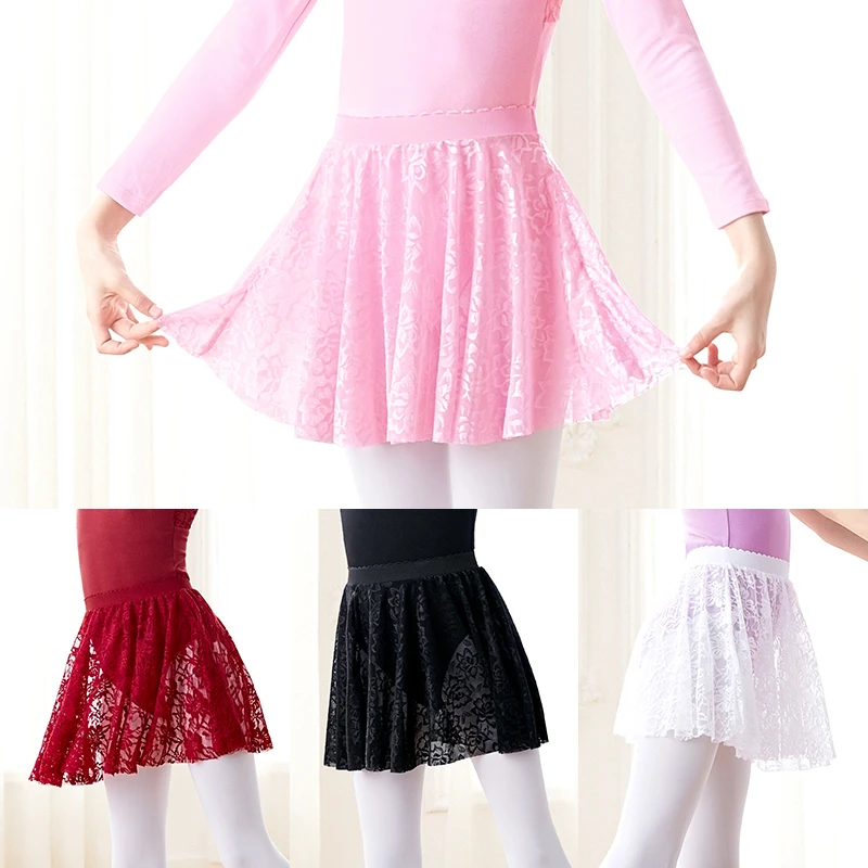 Girl Ballet Skirts Elastic Waist Lace Dance Skirt Kids Short Mini Skirt Dress Ballerina Skirt Ballet Dance Costumes for Children