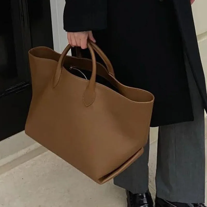 Genuine Leather Large Capacity Big Bags For Women Luxury Designer Handbag And Purses 2024 New In Vintage Cowhide Commuting Tote