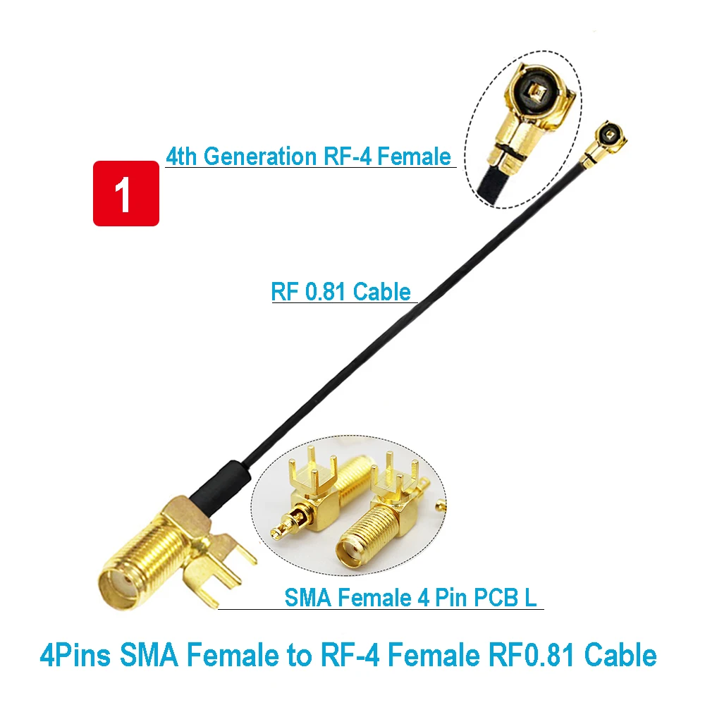 10Pcs SMA to Jumper 4Pin PCB RP-SMA Female to MHF-4 Female RF0.81 Cable WIFI Antenna Extension Pigtail for RF Communication