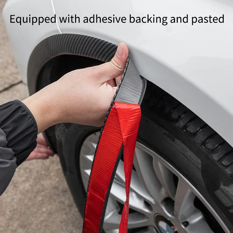 Car Wheel Eyebrow Anti-collision Strip Self-adhesive Carbon Fiber Pattern Full Back Glue Universal Wheel Eyebrow Rubber amabilis