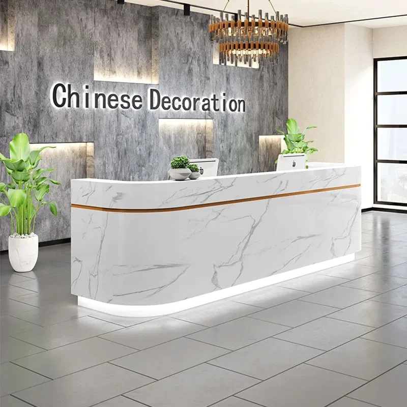 Company paint reception desk imitation marble beauty salon cash register arc desk custom bar counter