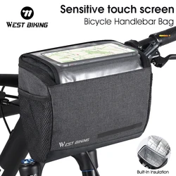 WEST BIKING 4.5L Bike Front Bag Touch Screen Phone Handlebar Bag Insulated Bicycle Cooler Bag MTB Road Cycling Accessories