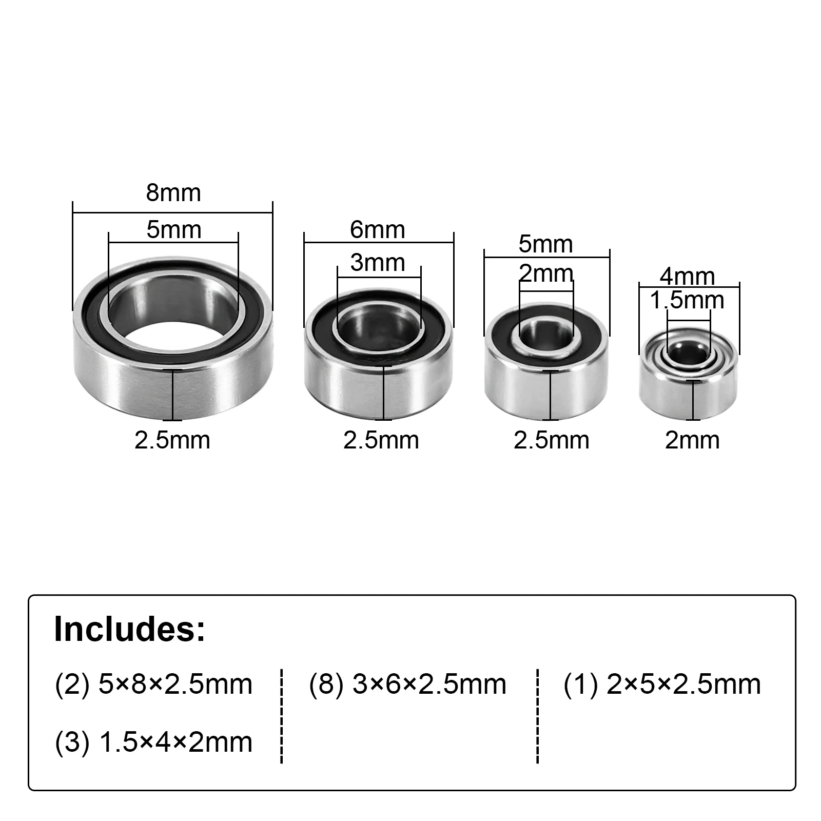 INJORA Bearing Kit for 1/24 Buggy Losi Micro-B (14)