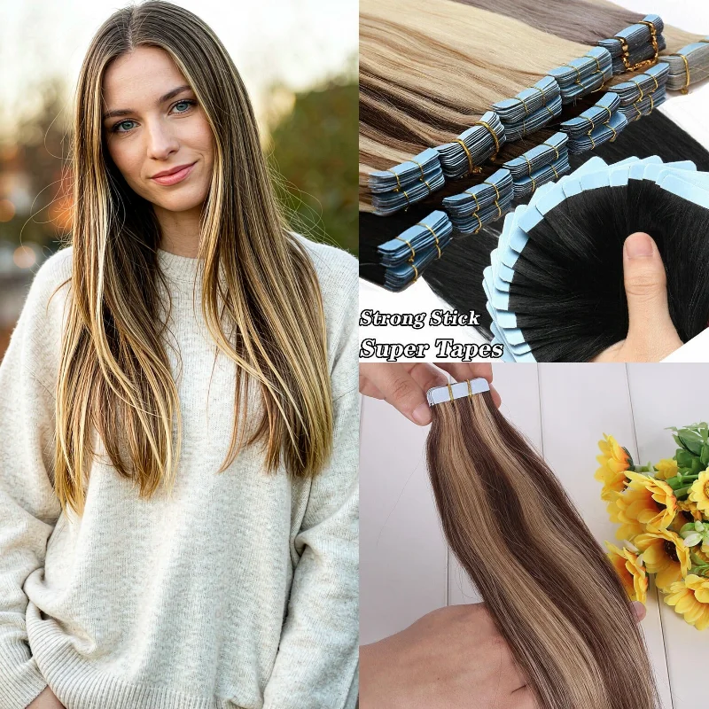 human-remy-hair-tape-in-weft-20pcs-14inch-straight-1b-60-add-length-natural-volume-wedding-party-wholesale