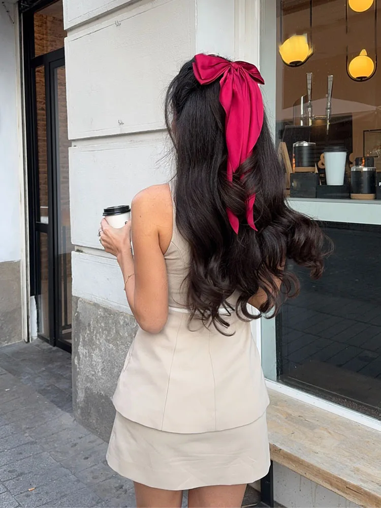 HH-minivestido femenino de verano para mujer, vestido liso con cuello redondo, sin mangas, bolsillos, cinturón decorativo, cremallera, vestidos de moda para mujer