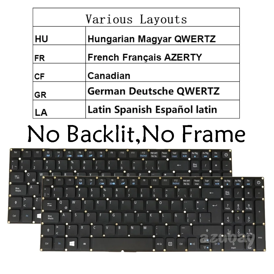 Laptop Keyboard For Acer Aspire E5-491G A114-31 A314-31 ES1-332 E5-476 Hungarian French AZERTY Canadian German QWERTZ LA Spanish