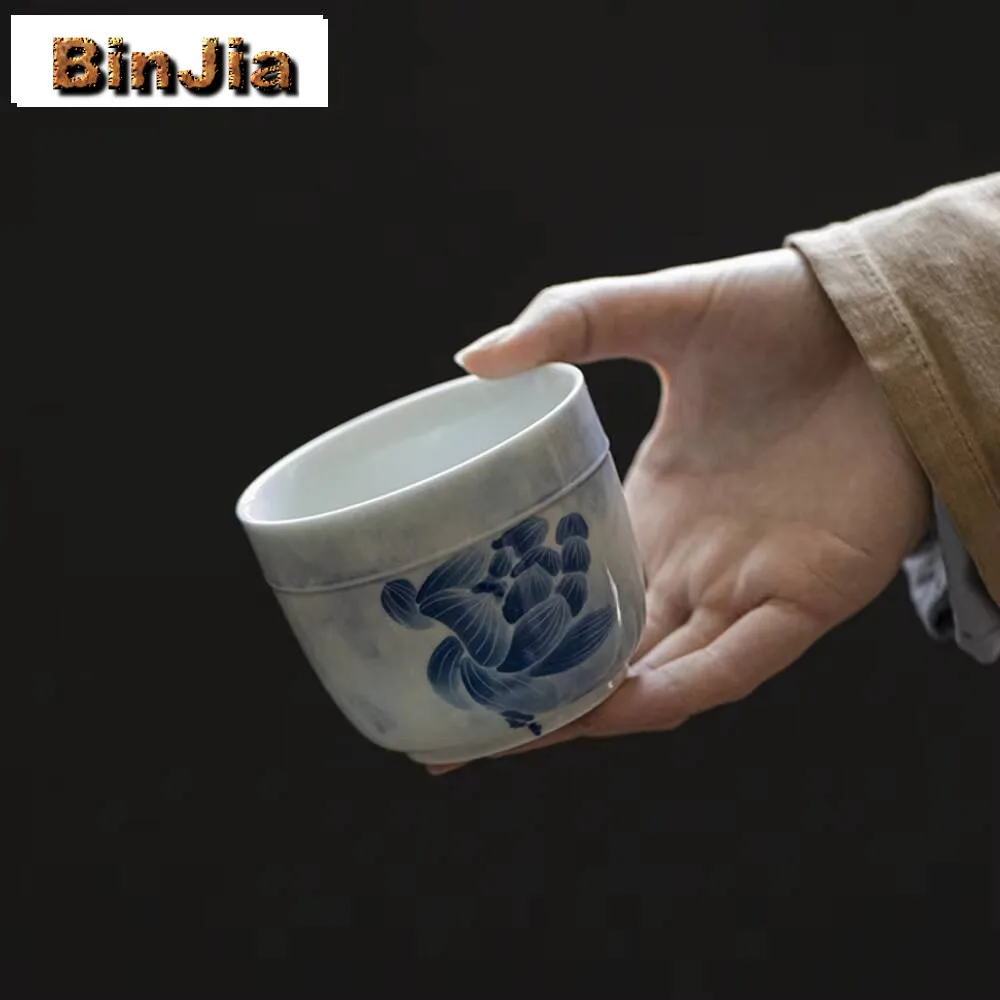 230ml Hand-painted Lotus Tea Washing Household Vintage Cup Wash Writing-brush Washer Ceremony Utensils Ware Basin Equipment