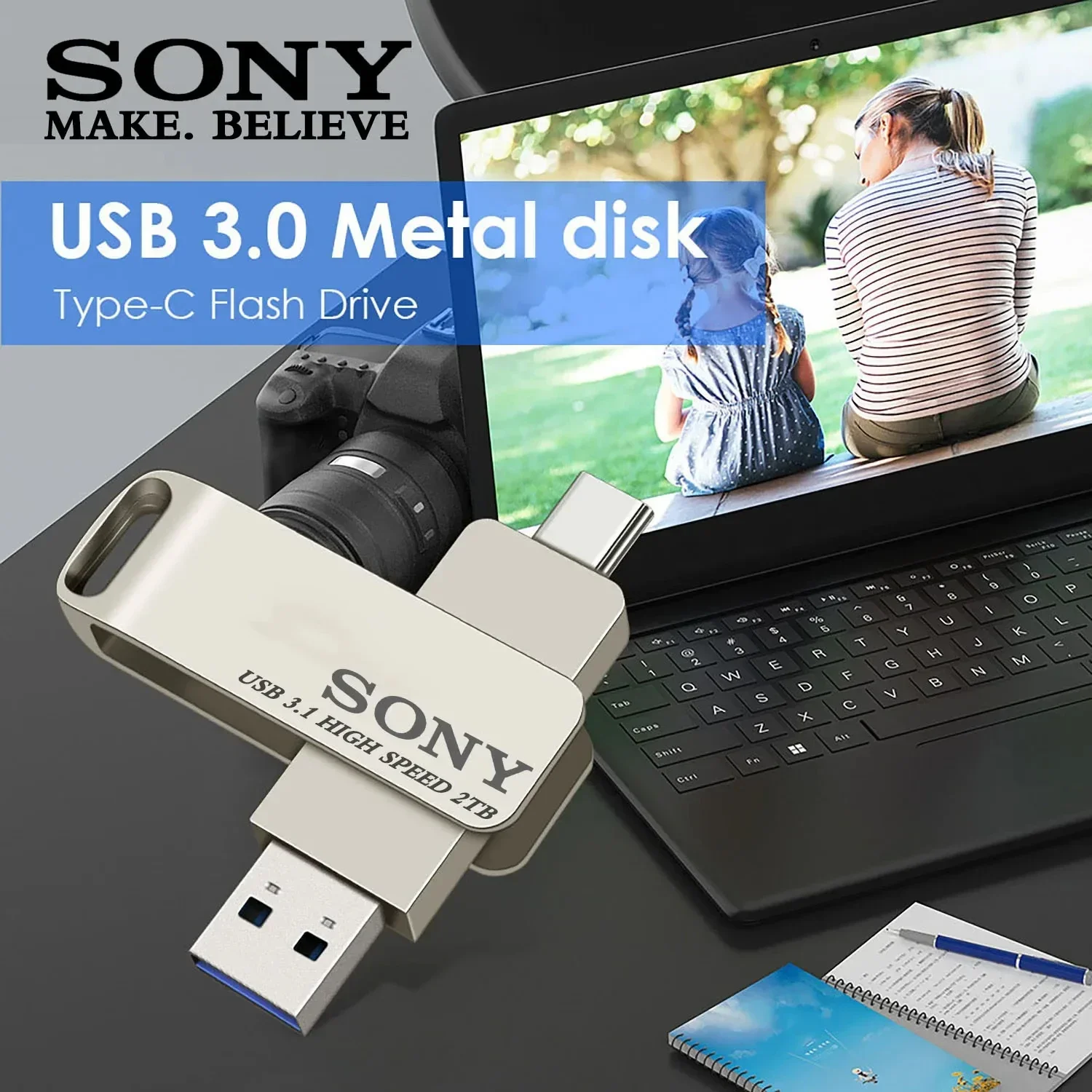 

Высокоскоростная USB-флешка SONY 2 ТБ OTG USB 3.1 Dual-C, металлическая флеш-память для компьютеров и мобильных устройств - 128 ГБ, 256 ГБ, 512 ГБ, 1 ТБ
