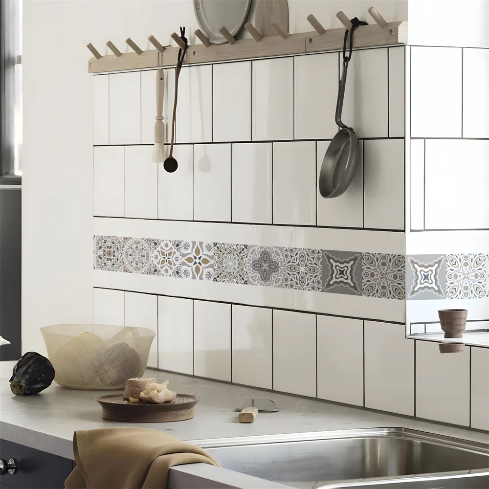 Wandaufkleber für Badezimmer, Taillenlinie, wasserfest, zum Abziehen und Aufkleben, Kunstwand, Backsplash, Küche, Büro, Sockellinie, dekorative
