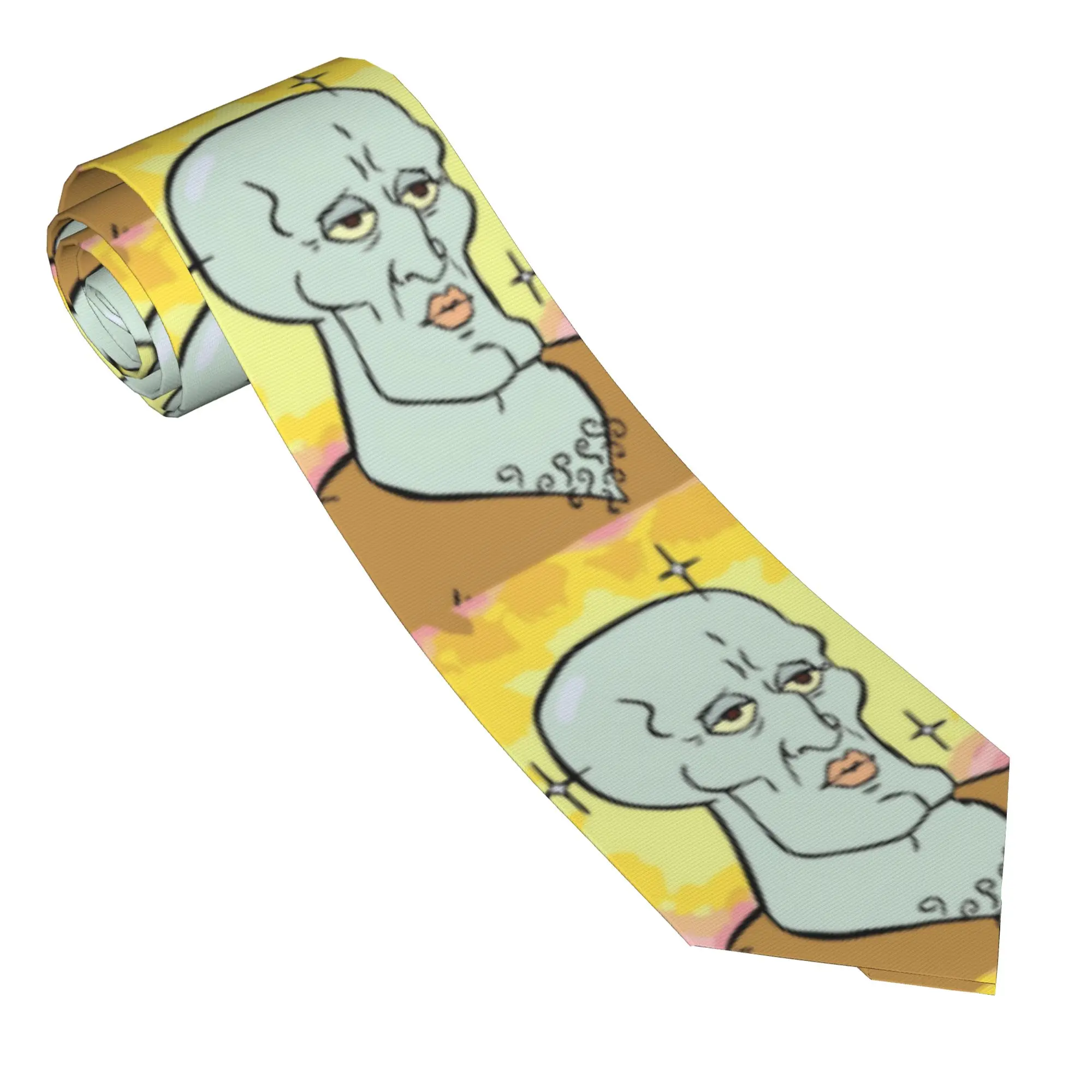 Necktie Handsome S-Squidward Unisex Casual Polyester 8 cm Neck Ties Funny Meme for Men Daily Wear Gravatas Accessories Office