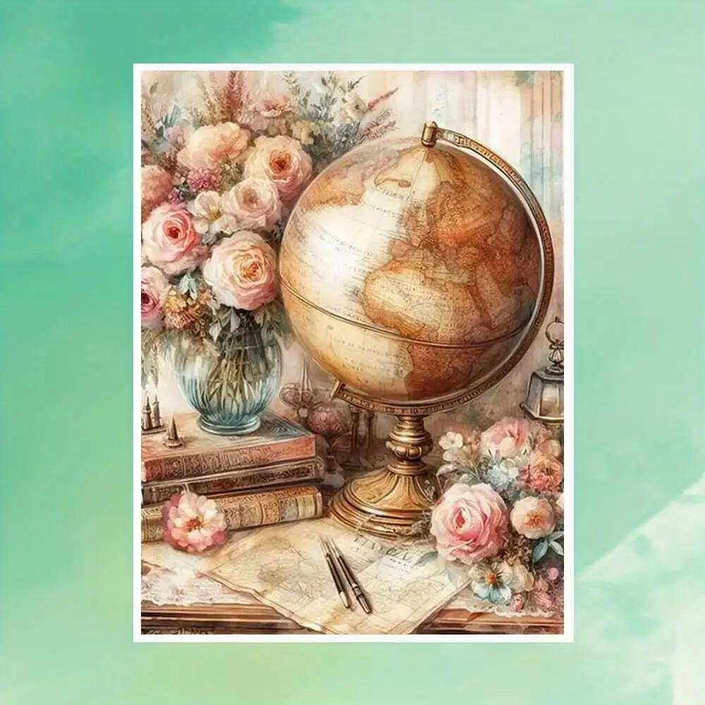 

Наборы для вышивания Пейзаж Глобус Рукоделие Роза Наборы для вышивки крестом 11Ct Картина Печатный холст Настенный декор