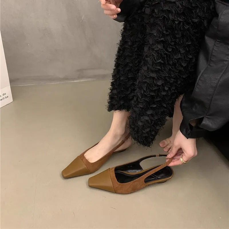 Sandálias femininas rasas de slip-on, sapato feminino, salto baixo, mulas com vestido ao ar livre, nova moda feminina, primavera, 2022