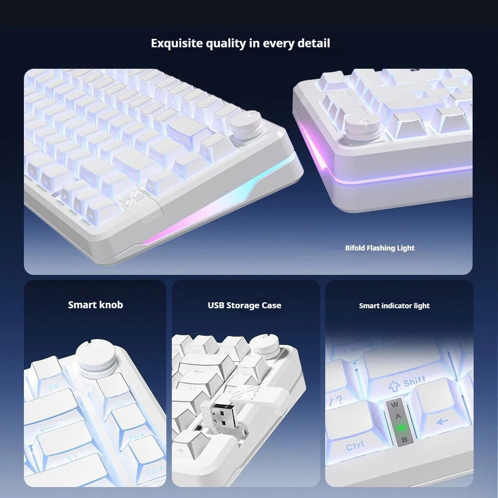 FURYCUBE FC75PRO 75% Compact Wireless Mechanical Keyboard, Folding Shadow Side-Printed, Silent Custom Esports Office Keyboard