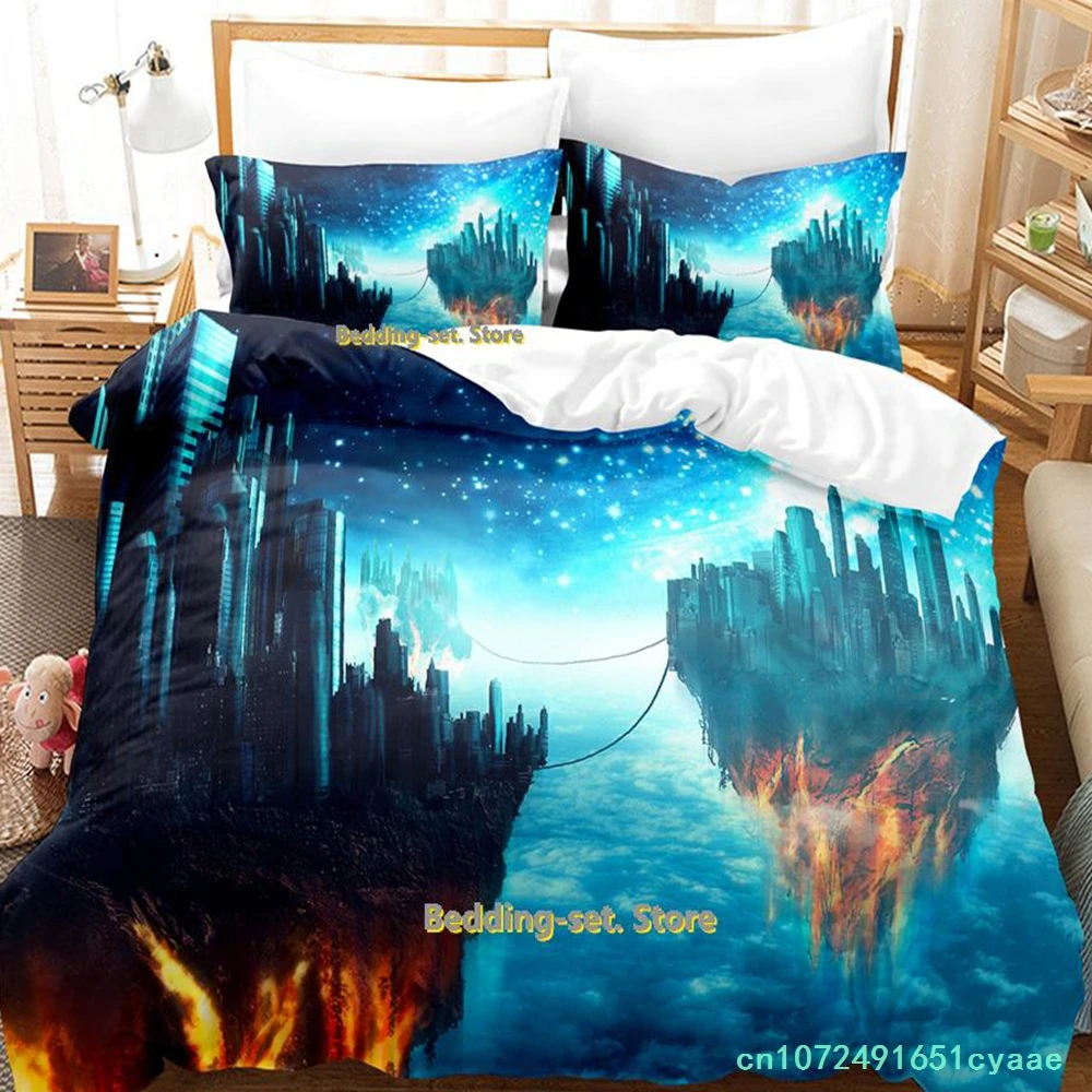 2023 Sci Fi City Bedding Set Single Twin Full Queen King Size Bed Set Adult Kid Bedroom Duvetcover Sets Anime Bed Set