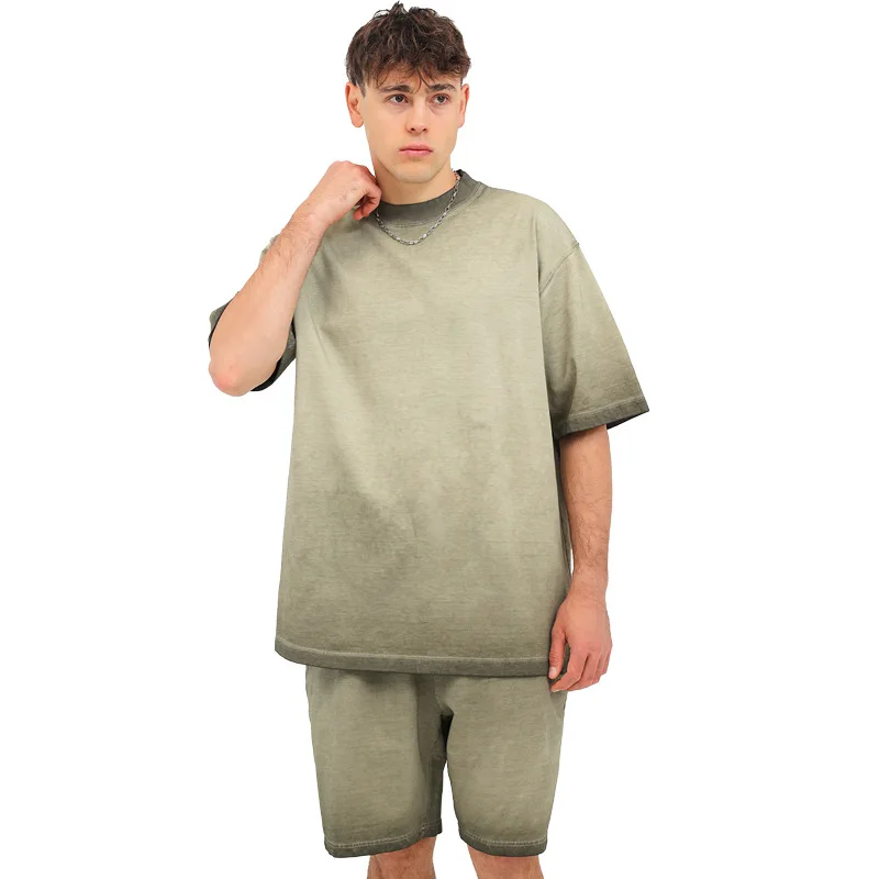 

230G Mens 100% Cotton Retro Washed T-Shirt for Summer High Quality Vintage Leisure Oversized Tee Customized Print Plus Size Top