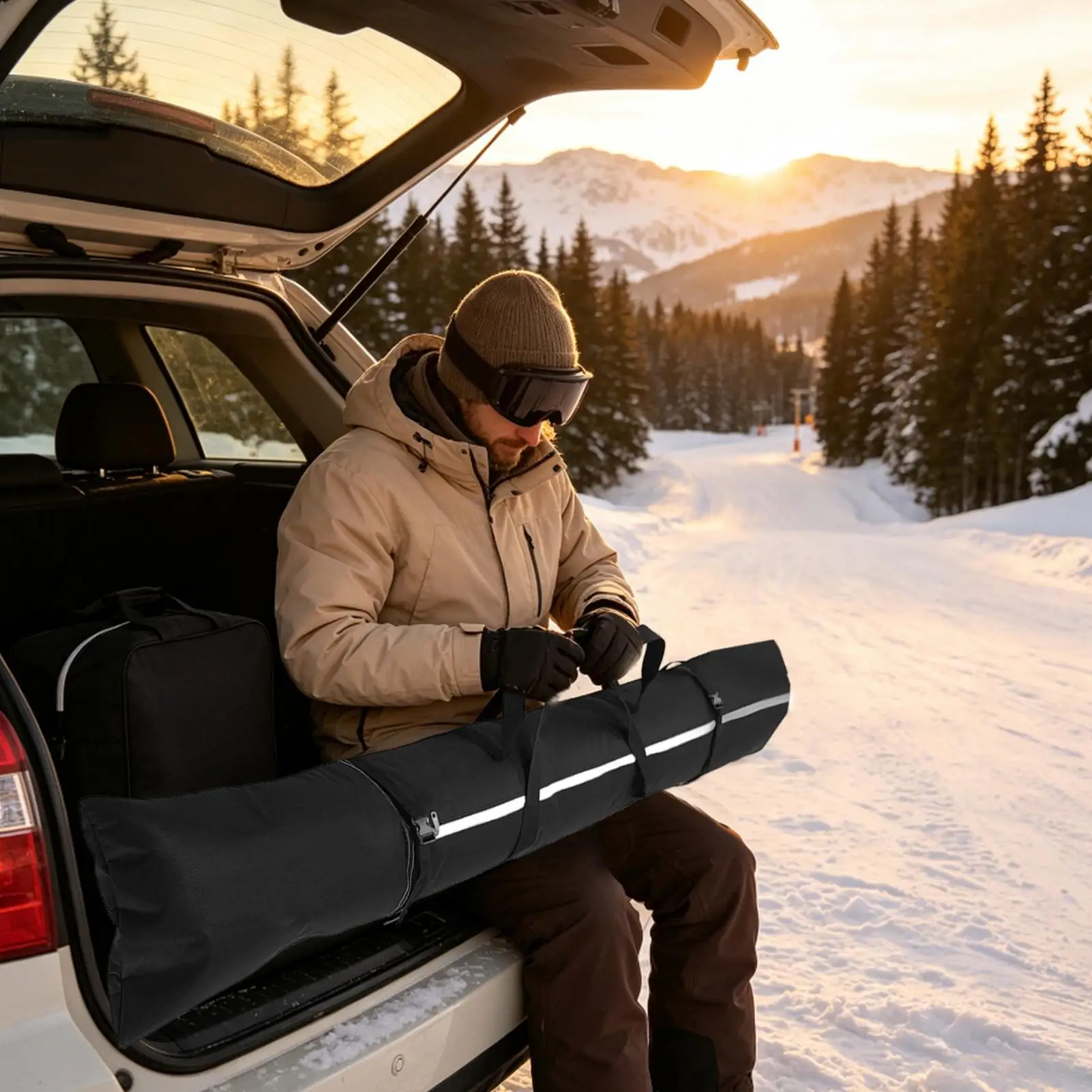 Ski Equipment Bag Waterproof Oxford Cloth Travel Padded Interior Pouch Ski Carrying Bag For Damage Valuables Cushioning Boot
