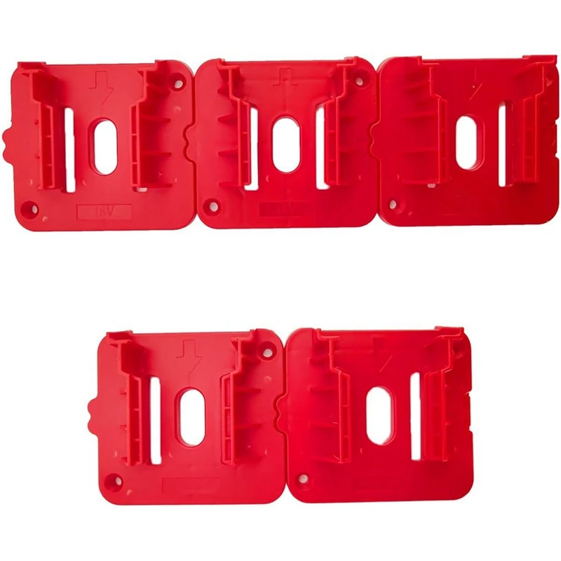 10 Piece Battery Holder For Milwaukee M18 18V Battery, Wall Mount Batteries Storage Fit For Work Van, Shelf, Toolbox Red