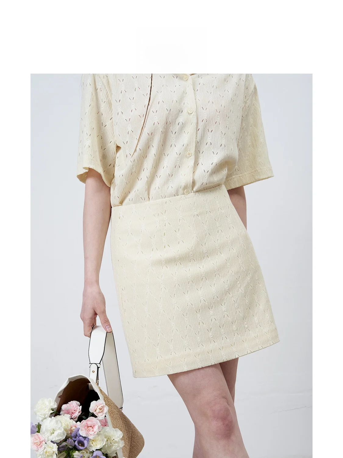 

oll Lace Hollow Texture High Waist A-Line Skirt Girls' Pure Color Daily Wear Travel Casual Date Polyester Spandex