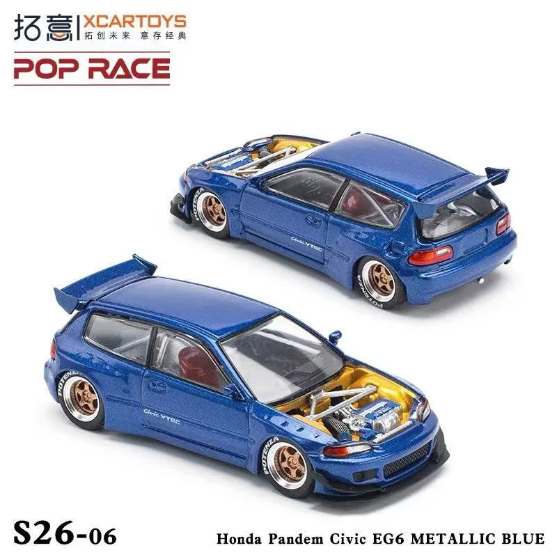

POPRACE 1/64 PANDEM EG6 METALLICS26-06 S26-07 Blue Car Model Adult Collection Toys