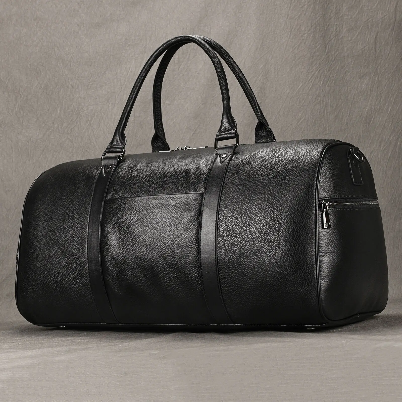 Men Genuine Leather Travel Bag Duffel Large Capacity Travel Handbag Black Man Weekend Bag Carry On Luggage fitness bag sport bag