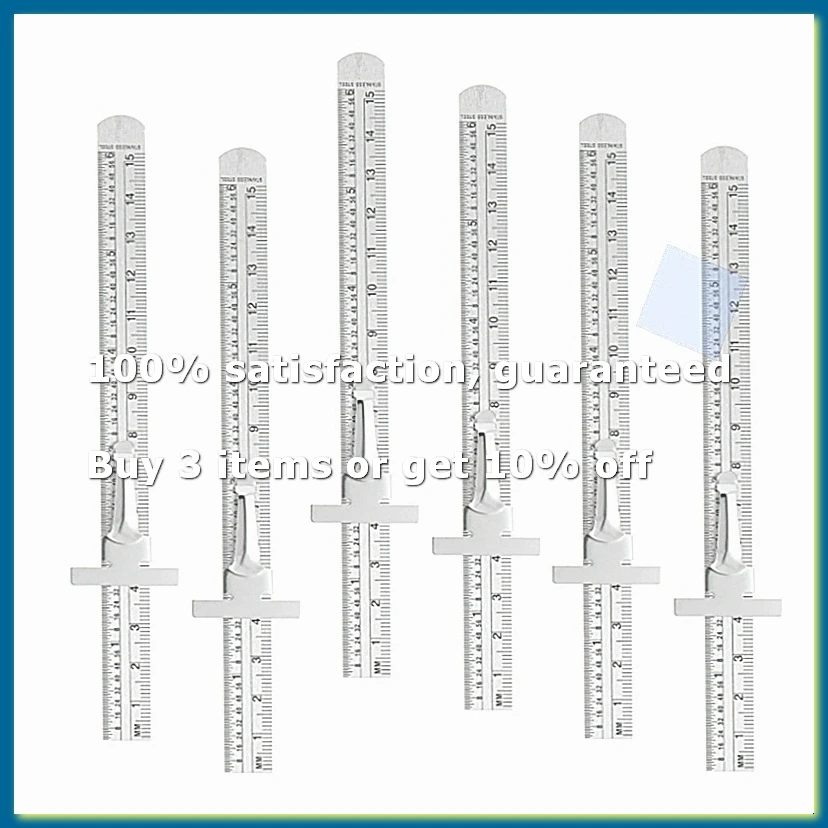 6Pcs Pocket Ruler with Detachable Clips Precision Pocket Ruler Metric Ruler Stainless Steel Scale Machinist Ruler 6Inch-A49I