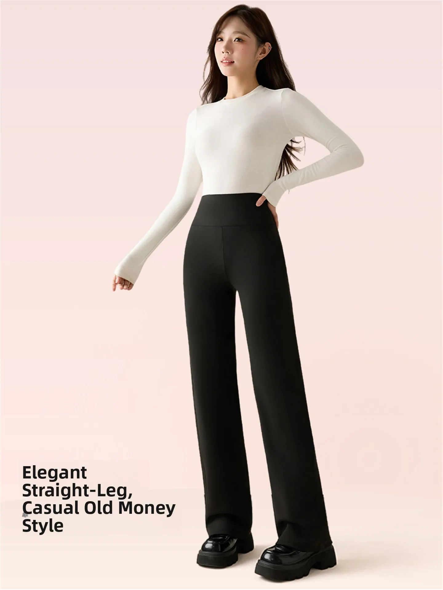 블루 페이스 라인드 스트레이트 레그 요가 팬츠 여성용 아우터웨어 가을 겨울 하이 웨이스트 두꺼운 따뜻한 루즈 캐주얼 와이드 레그 바지