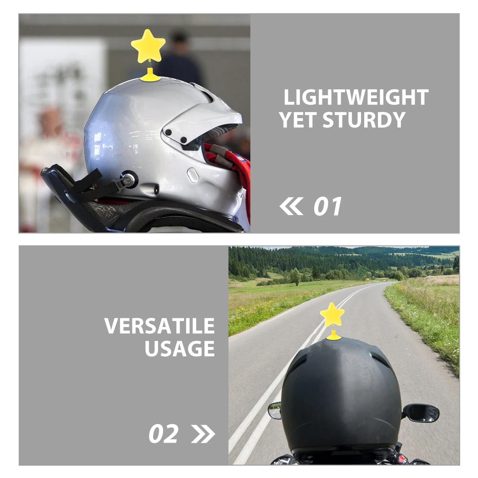 8 قطعة الديكور لطيف الأصفر تمايل ستار توبر للدراجات النارية على الجليد الخوذ خفيفة الوزن ملحق سكوتر سيارة #3