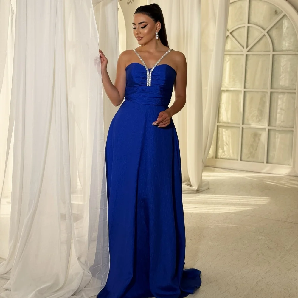 Customized High Quality Classic Sequined Pleat A-line Spaghetti strap Long Dresses Bespoke Occasion Dresses Sizes Available Sexy