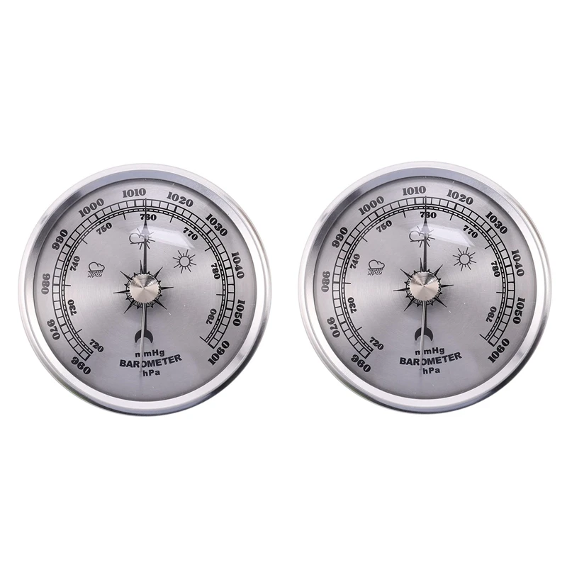 2X For Home Pressure Gauge Weather Station Metal Wall Hanging Barometer Atmospheric Multifunction Thermometer Hygrometer