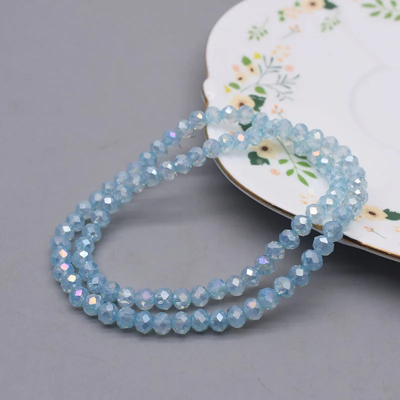 6mm 82pcs/lot Rondell Faceted Crystal Glass Beads Red Rose Loose Space Beads for Jewelry Making DIY Candy Color Bracelet
