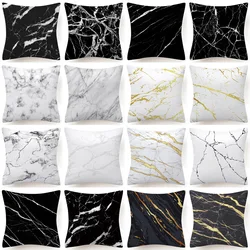 Funda de cojín con textura de mármol blanco y negro, 30x50/40x40/45x45cm, funda de almohada Lumbar ultrasuave para sofá, asiento, decoración del hogar, nuevo