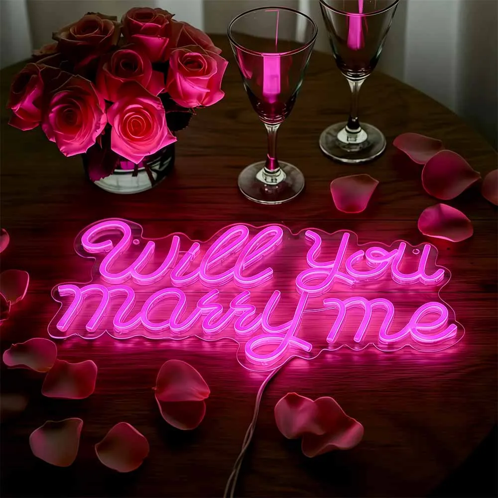 "سوف تتزوجني" LED النيون علامة رومانسية الزفاف اقتراح جو مصباح لديكور غرفة الحائط هدية عيد الحب