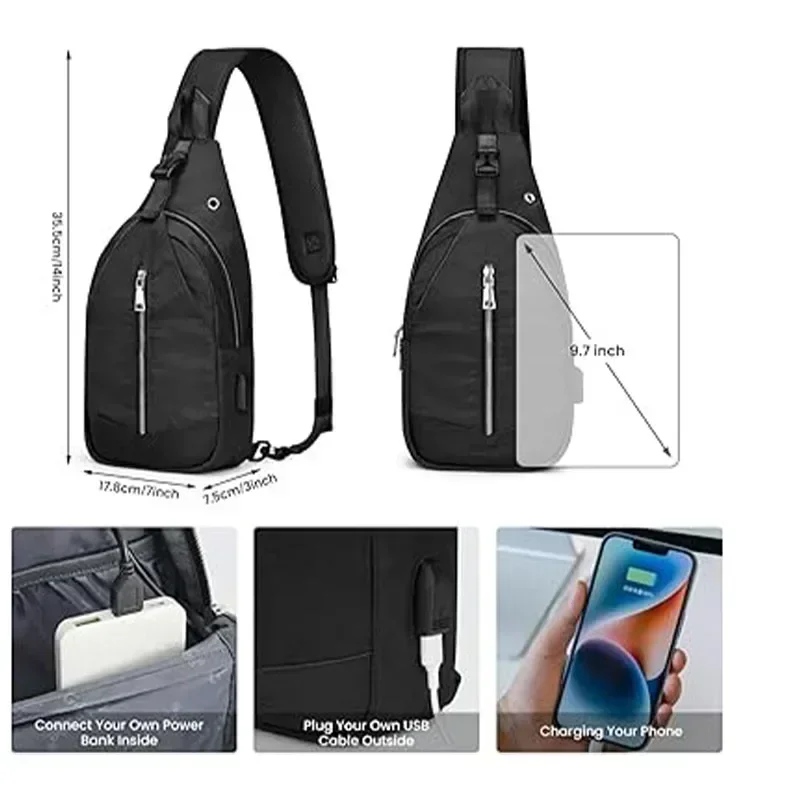 حقيبة ظهر DB2 Sling RFID Blocking Crossbody حقيبة كتف صغيرة على الصدر